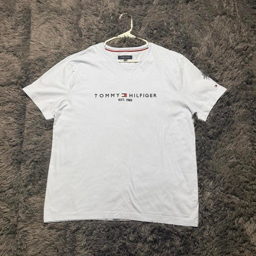 Tommy Hilfiger Mens Est 1985 Logo T-Shirt Light Blue Short Sleeve XL